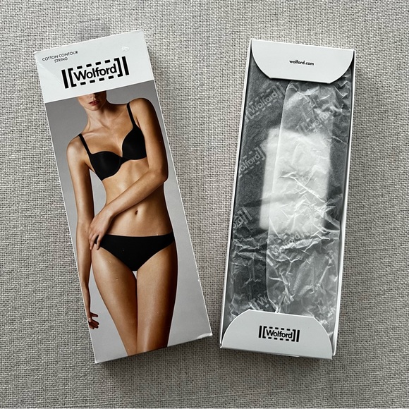 WOLFORD Black Cotton Contour String Thong - Picture 4 of 9